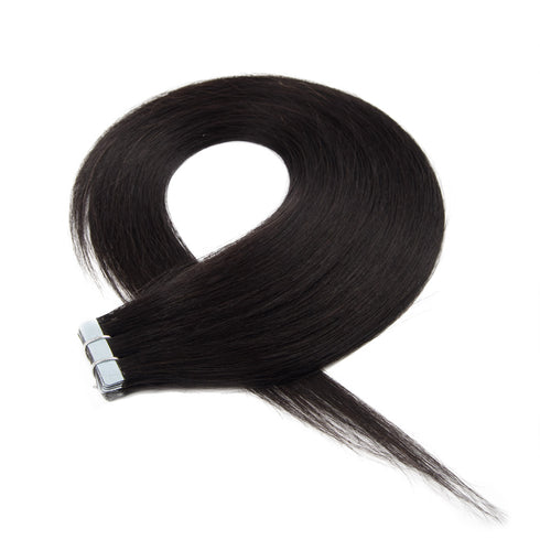 Gerade #1B Naturschwarze Remy Tape-In Extensions